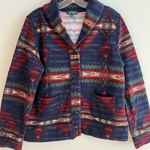 LAUREN RALPH LAUREN SOUTHWESTERN AZTEC SHAWL CARDIGAN - EUC - XL